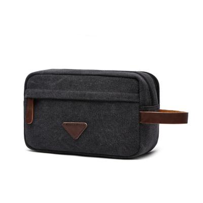 China Fast Shipping Mens Leather And Canvas Travel Dopp Kit Shaving Bag Toiletry Bag For Travel Accessories for sale