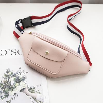 China Cheap Price Anti-theft PU Leather Chest Bag Stripe Belt Purse Fashionable Ladies Waist Bag for sale