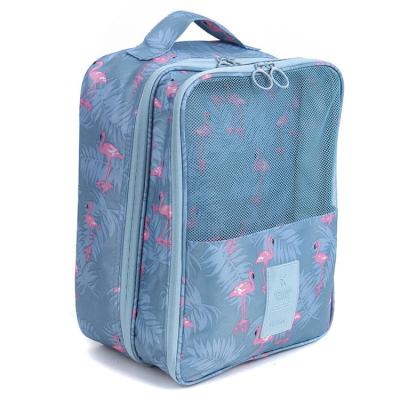 China Portable flamingo logo printing waterproof shoes bag with shoe pocket. for sale