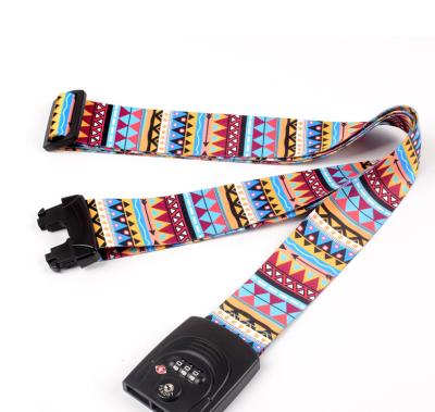 China New Style Durable And Safe Custom Heat Transfer Printed Logo Luggage Straps Belt Wholesale With TSA Lock for sale