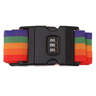 China Wholesale Lock Baggage Rainbow Color Luggage Belt With ABS Password Lock Suitcase Packing Strap for sale