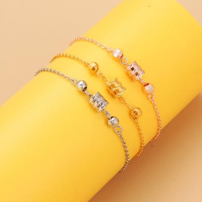 China Vintage Korean Simple Brass Chain Small Waist Fashion Silver Color Geometric Cylinder Shape Bracelets & Bangles Jewelry for sale