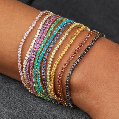 China Vintage Crystal Tennis Bracelet Bling Iced Out Zircon Bracelets Bangle For Women Men Link Chain Wedding Jewelry Hip Hop Gift for sale