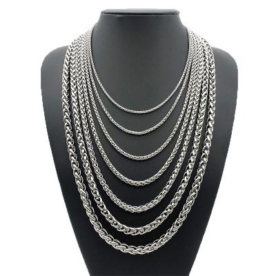 China Hiphop Stainless Steel Chain Necklace Hip Hops Chain Titanium Steel Wheat Basket Flower Chain Necklaces for sale