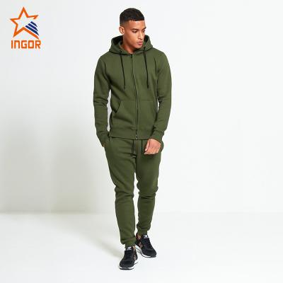 China Antibacterial Custom Mens Jogger Suits High Quality Sport Tracksuit Sets Cotton Full Zipper Men's Jogging Suit Set for sale