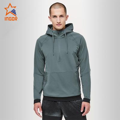 China Antibacterial Wholesale Custom Cropped Zipper Men's Grown Logo Gym Active Training Hoodie for sale