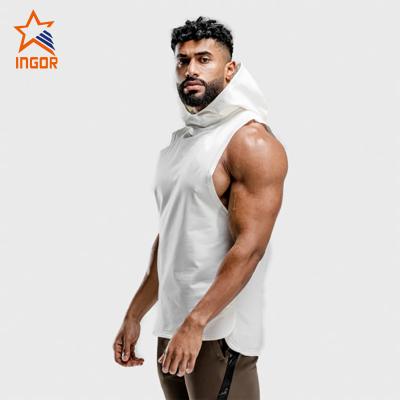 China High Quality Custom Pullover Mesh Work White Sleeveless Hoodies Quick Dry Wholesale Anti Shrink Plain for sale