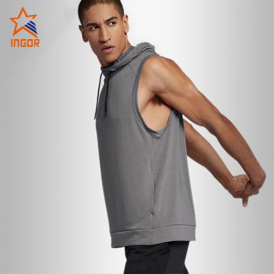 China Antibacterial Sportswear Fitness Gym Workout Men Sleeveless Hoodie For Men Tank Tops Private Label Gym Mens Gym Fitness Clothing for sale