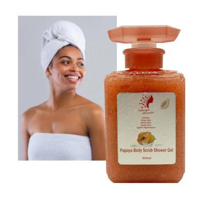 China Whitening Firmer Skin Peeling Gel Whiten Clearer Skin Brighten Pigmentation Radiant Skin Exfoliating Papaya Body Wash Scrub Shower Gel for sale