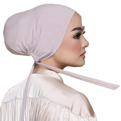 China 2021 color fashion style fashion style color hijab adult woman elastic hijab simple inner strap muslim wholesale simple monochrome muslim head scarf for sale