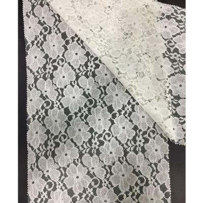 China White or Black Floral Embroidered 100% Polyester Sustainable Heavy Net Lace Fabric by the Yard for sale