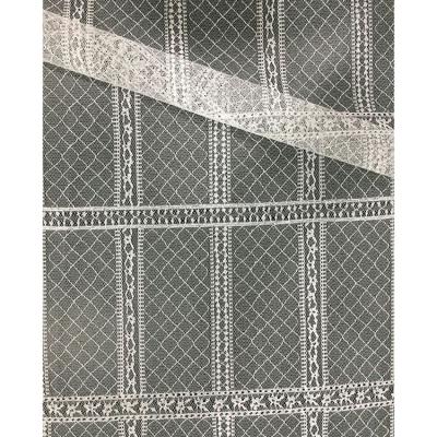 China Fashionable Woman Viable Fabric Supplier Factory Grids Design Polyester Lace Dress Fabric for sale