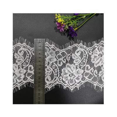 China 14cm Width White French Perfect Trim French Lace Viable High Quality Nylon Eyelashes Lace Trim For Bra for sale