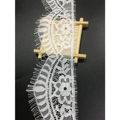 China Cheap viable cotton lace flower eyelash nylon nylon lace scalloped lace trim for dress decoration for sale