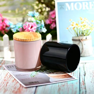 China Good Price Home Decoration Hot Selling Rose Gold /Pink/White Empty Glass Candle Jars For Candles With Lid for sale