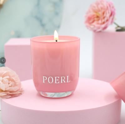 China Home Decoration New Product Round Base 10oz Frosted Glass Candle Jar Frosted Glass Candle Holder Candle Containers for sale