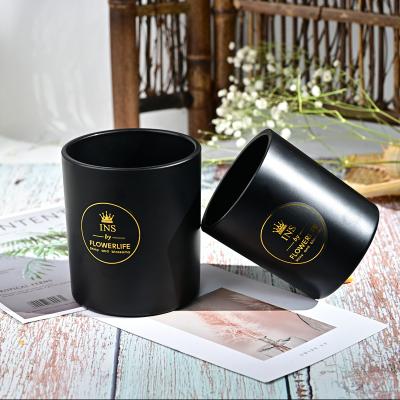 China Glass Jar Matte Black Candle Home Decoration Beautiful 4oz 8oz 12OZ Candle Glass Containers With Lids for sale