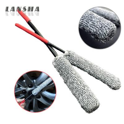 China Microfiber + 2 Pack Microfiber PP Plastic Mix Wheel Cleaning Brush 34/48CM Car Rim Brushes With Strong Cleaning Premium Performance for sale