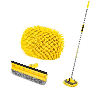 China Extendable Car Care Tools Microfiber Cloth Windshield Scraper Wash Station Tool Handle Cleaning Broom for sale