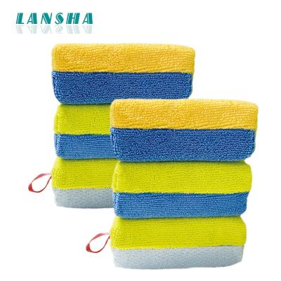 China Car Detailing Microfiber Car Wash Sponge Automobile Cleaning Cloths Double Color Car Wax Cleaning Polish Pad for sale