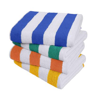 China Hypoallergenic Stripe Cotton Towel Beach Towel Soft Quick Dry Absorption Swimming Towel for sale