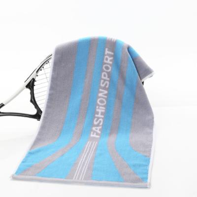 China Hypoallergenic Thicken Lengthen Cotton Stripe Absorption Sweat Towel Outdoor Sports Towel for sale