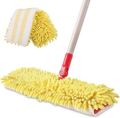 China Durable Microfiber Mop 2 Pad Double Sided Cleaning Shake Head Wet And Dry Mop for sale