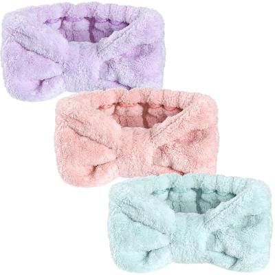 China Fashion Microfiber Bow Head Band Cute Washable Makeup Spa Shower Yoga Head Band for sale