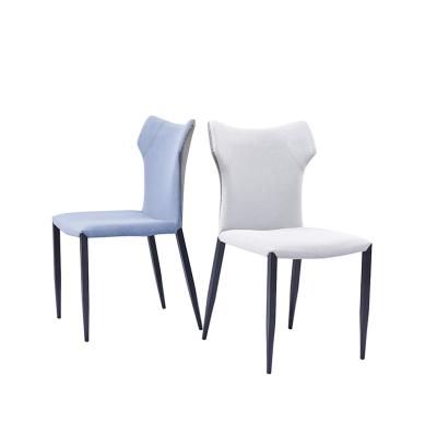 China Modern Custom Design Wholesale Chair Restaurant Chair White Padded PU Leather Dining Chair With Metal Legs for sale