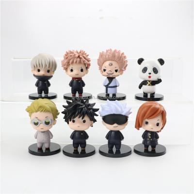 China Cartoon Toy Sromda Hot Anime Jujutsu Kaisen Figure Gojo Satoru 7cm Q Version 8pcs Action Number Set Model Toy Collection for sale