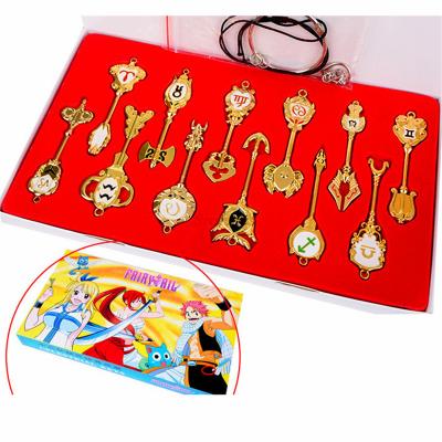 China Sromda Collectable Japanese Anime Lucy Key Fairy Tail Decoration/Gift/Set Anime Accessories 12pcs Lock Charms Chains Pendant Keychain for sale