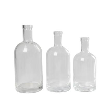 China Wholesale 750ml 500ml 375ml 200ml 100ml Garment Vodka Spirit Gin Rum Glass Liquor Bottle With Cork for sale