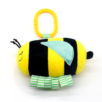 China Factory Wholesale Super Soft Stuffed Baby Stroller Plush Toy Infant Soft Hanging Bee Pendant Toy for sale