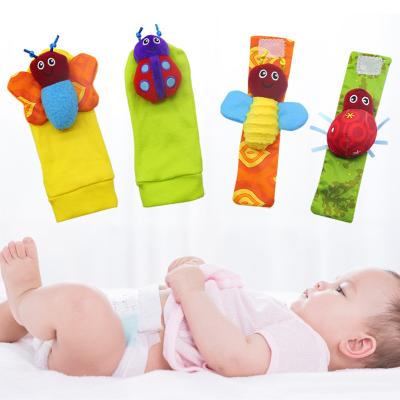 China Funny Insect Baby Butterfly Gift Infant Baby Socks Ratchet Toys Wrist Rattles and Foot Finders 0-24 Months for sale