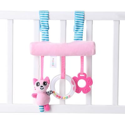 China Cute Animal Bed Teether Plush Baby Rattle Toy Hanging Wind Chime Eco-Friendly Crib Material for sale