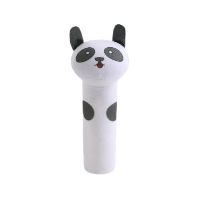 China Bells inside cute animal push stuffed baby hand rattle toy squeaker bb stick toy for sale