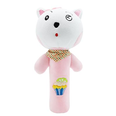 China Hot Selling Infant Toys Inflatable Handle Bell Baby Toys Stuffed Plush Audible Handheld Rattle for sale