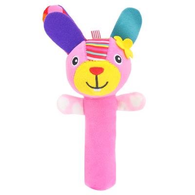 China Eco-friendly soft plush hand bell toy baby plush hand rattle hand rattle squeaker bb stick healthy toy for sale