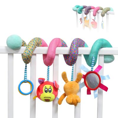 China Baby Toy Soft Cot Stuffed Plush Toy Rattle Toy Activity Hanging Spiral Spiral Toy Colorful Eco-Friendly Crib Material For Stroller for sale