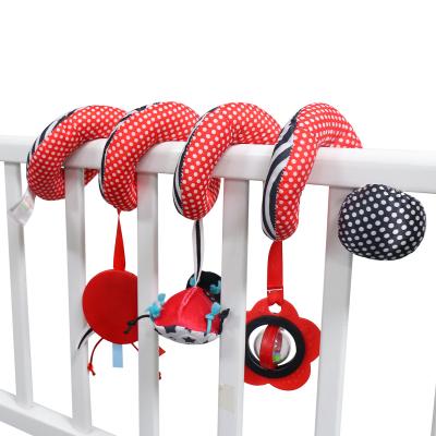 China Cute Eco-Friendly Soft Plush Stuffed Animal Rattle Hanging Spiral Activity Toy Baby Crib Toy For Stroller for sale