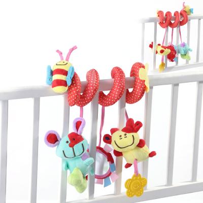 China Eco-friendly Material Infant Crib Toy Stuffed Plush Rattle Toy Bee Activity Spiral Healthy Hanging Toy For Stroller for sale