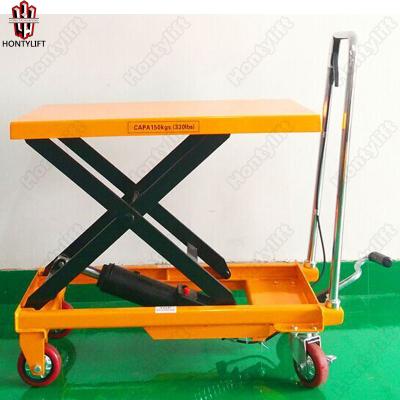 China Small Foldable Platform Lift Mini Manual Trolley Electric Hand Scissor Lift 900*500*50mm for sale