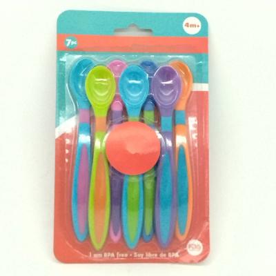 China 7 Pack BPA Free New Easy Handle Baby Forming Hard Plastic Spoons For Kids for sale