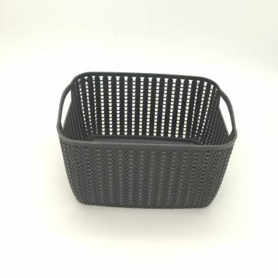 China Sustainable High Quality Plastic PP Rattan Rectangle Woven Wicker Basket For Home Storage for sale