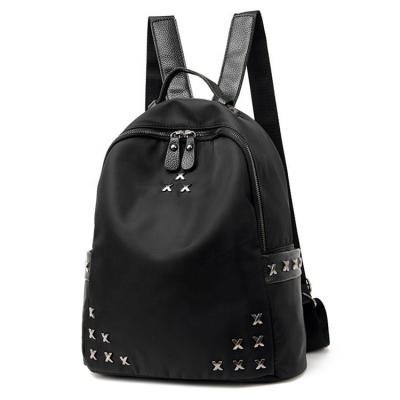 China Travel Breathable Fancy College Rivets Oxford Double Shoulder Women Backpack Student Breathable Material Lady Bags for sale