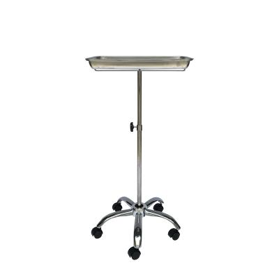 China Doctor Salon Equipment Modern Mobile Adjustable Height of Mayo Tray Stand Stainless Steel Trolley for sale