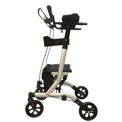 China Indoor or Outdoor Activities Folding Rollator Walker Mobility Walking Aid with Armrests and Standup Seat for Seniors and Adults for sale