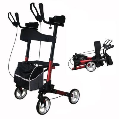 China Indoor or Outdoor Activities Upright Walker for Walker 300lbs Tall Using Metal Wheels Folding Rollator Walker Back Erect Rolling Mobility Stand-Up Walker for sale