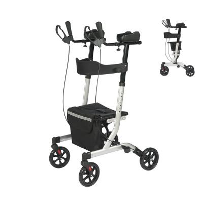 China Stand Up Rollator Walker Stand Up Folding Rollator Upright Walker with 8inchWheels Backrest Seat and Padded Armrests for Seniors and Adults TRA02C for sale