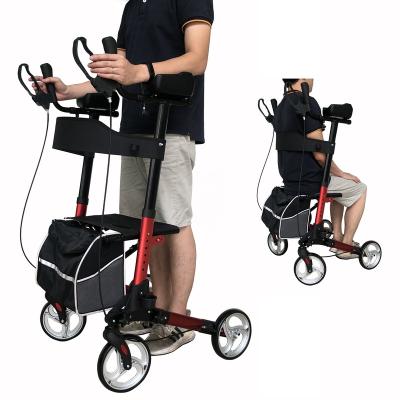 China Aluminum Rollator Upright Aluminum Walkers With Armrests, Railings And Cup Holder for sale